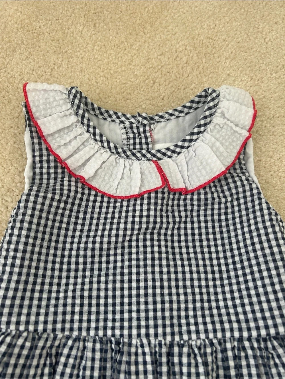 Girls 4T / 4 seersucker casual sundress ladybug collar dress